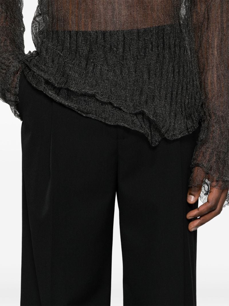 Black Wide-leg Wool Trousers