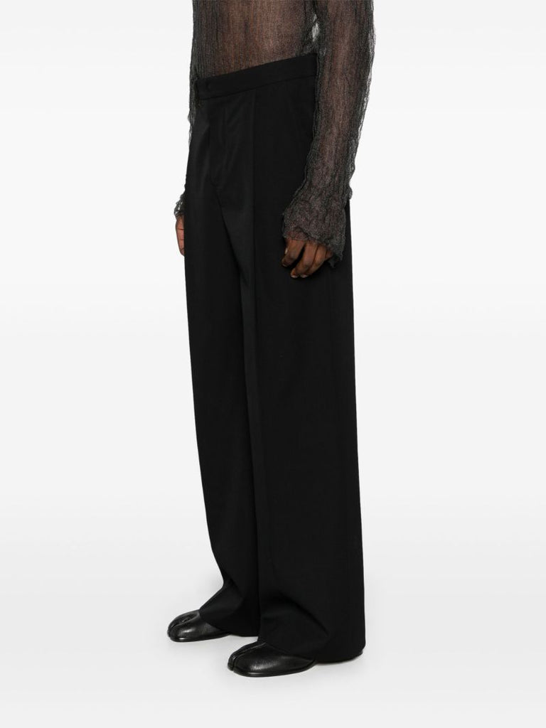 Black Wide-leg Wool Trousers