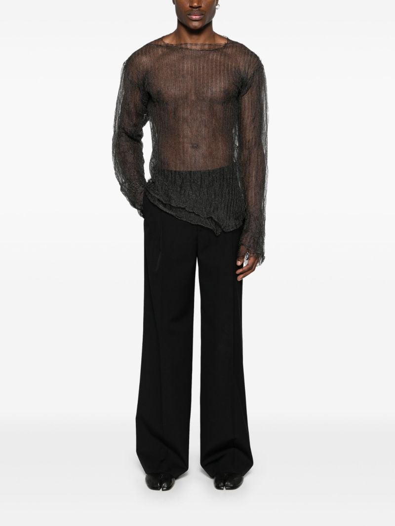 Black Wide-leg Wool Trousers