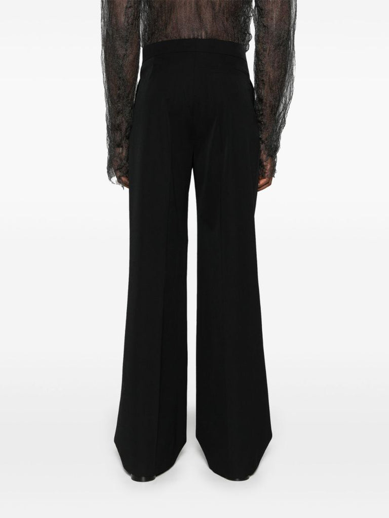 Black Wide-leg Wool Trousers