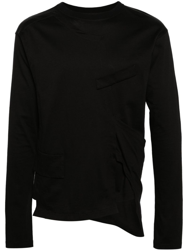 Black Asymmetric Cotton T-shirt