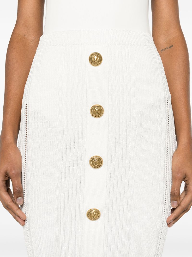 White Ribbed-knit Midi Skirt