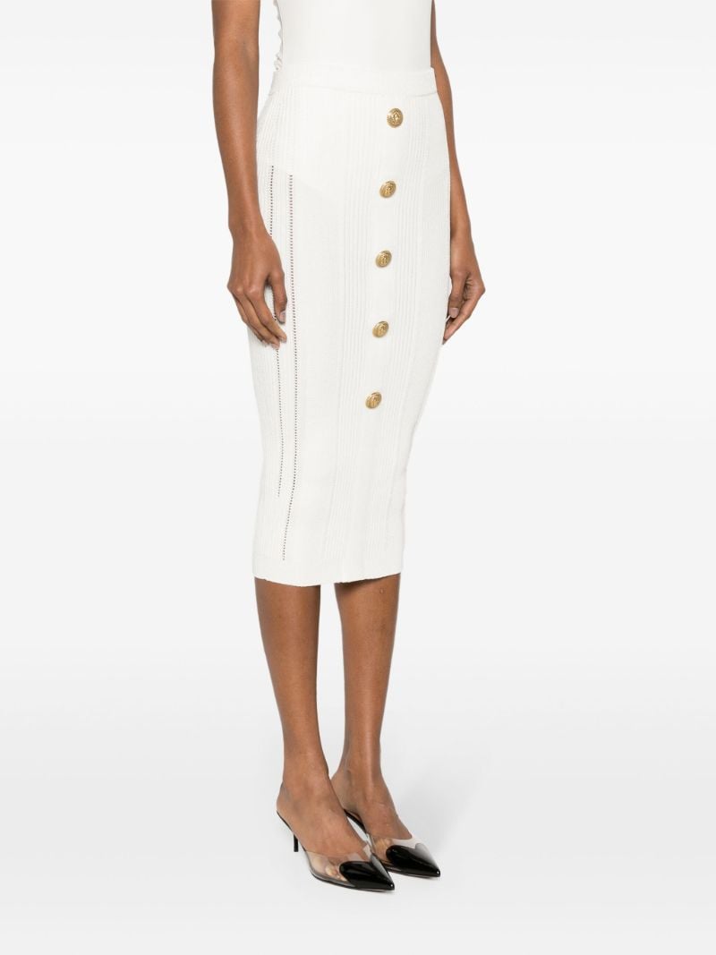 White Ribbed-knit Midi Skirt