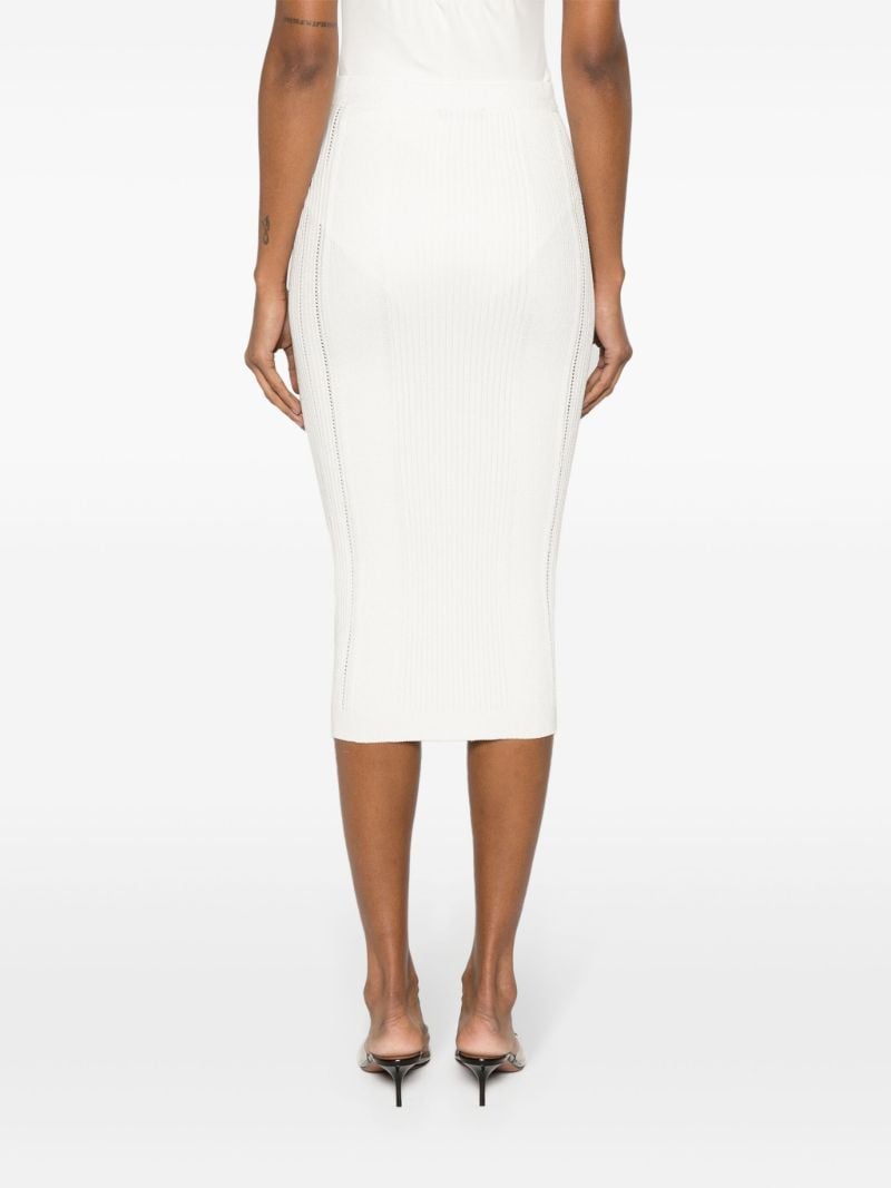 White Ribbed-knit Midi Skirt