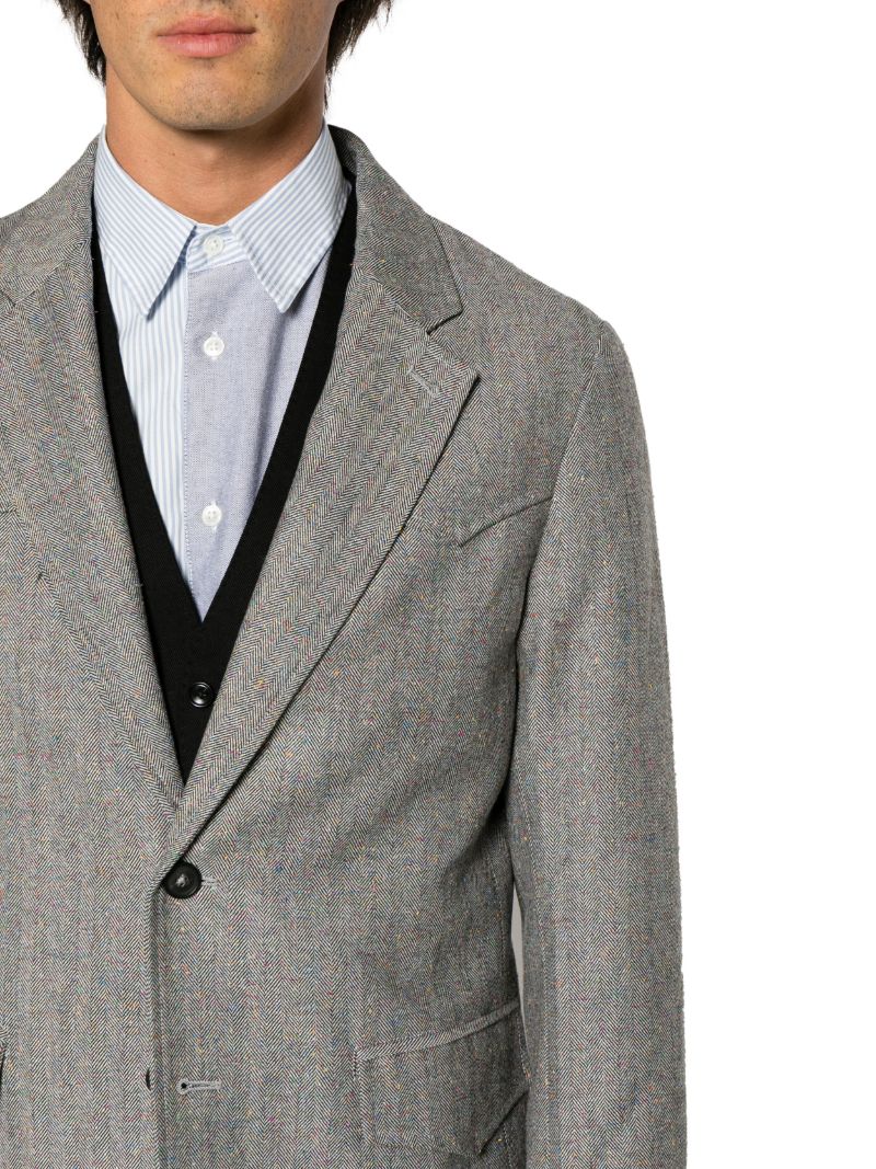 Grey Donegal Herringbone Single-breasted Blazer
