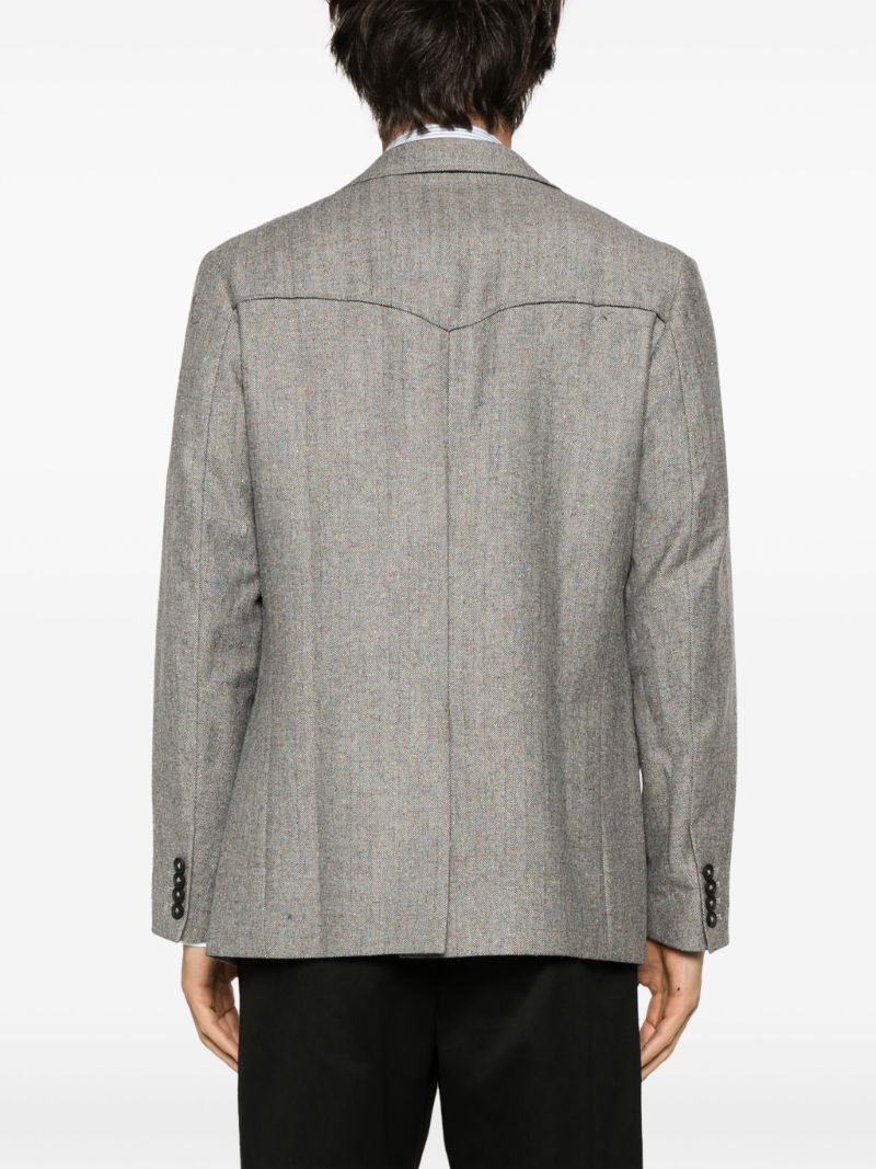 Grey Donegal Herringbone Single-breasted Blazer
