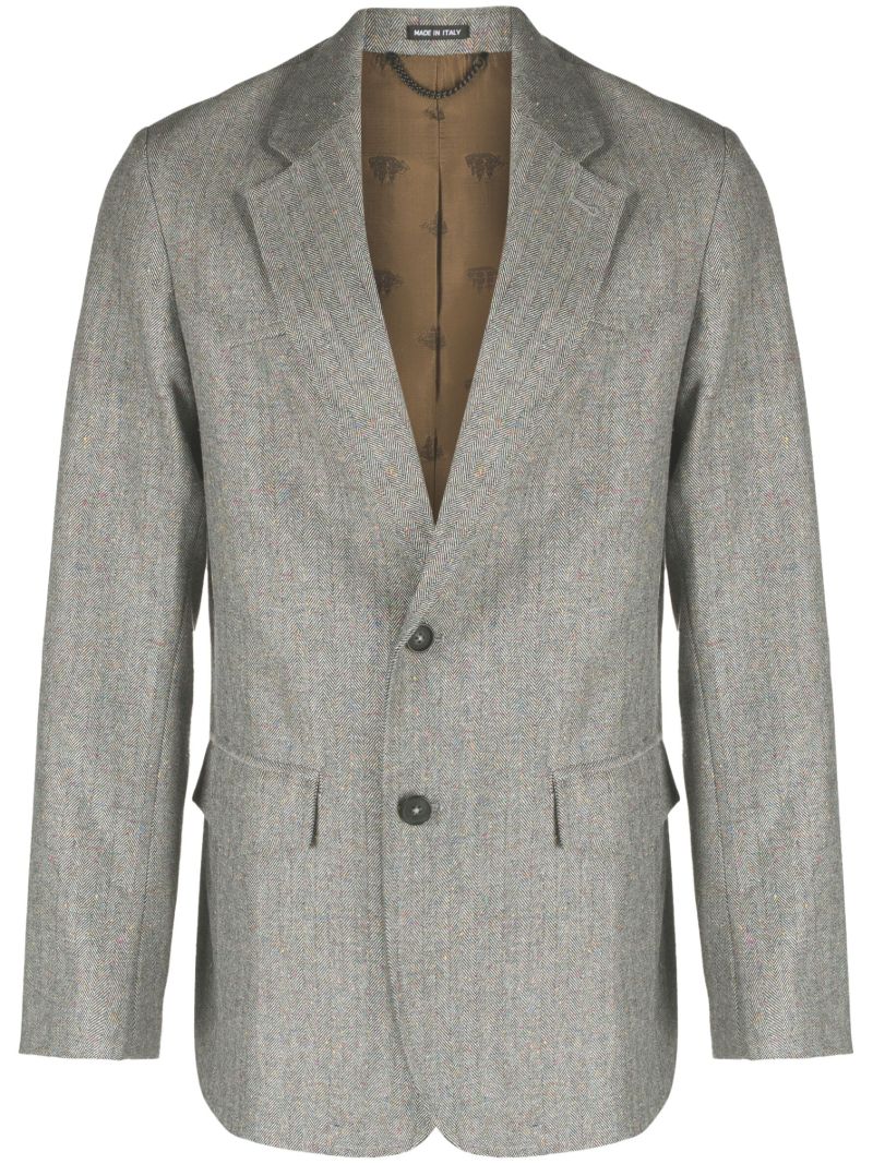 Grey Donegal Herringbone Single-breasted Blazer