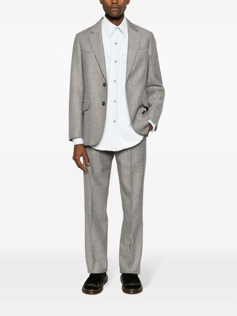 Grey Western Single-pleat Trousers