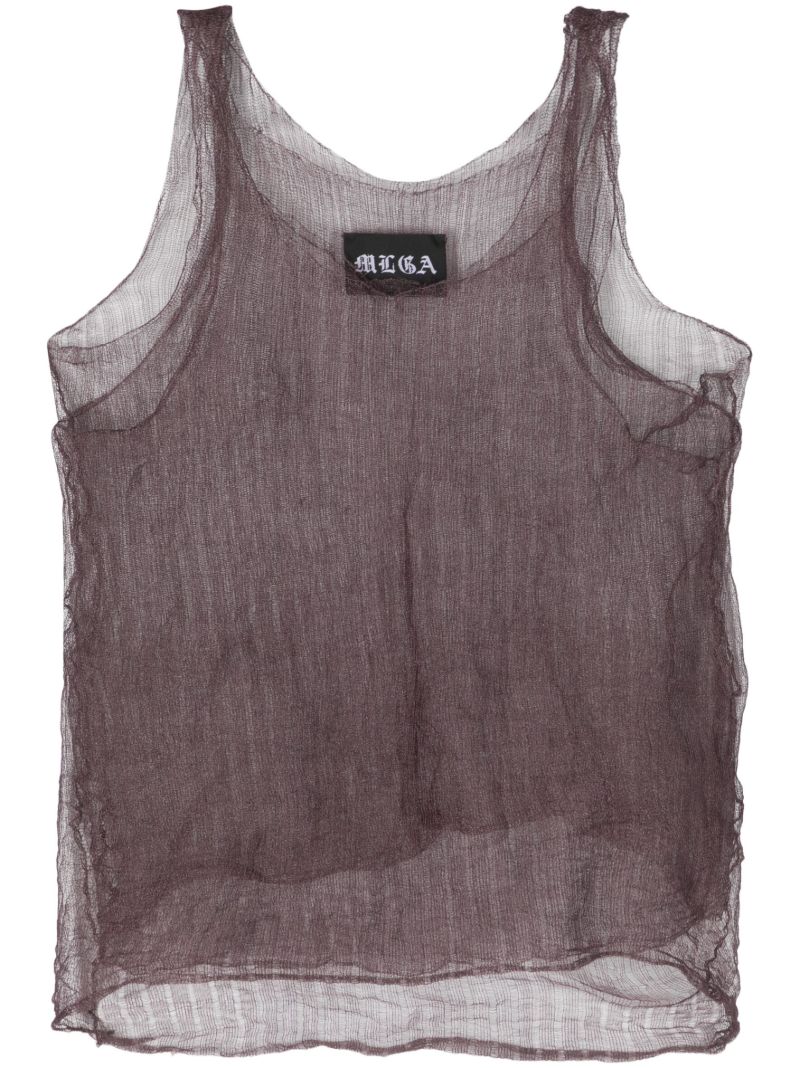 Red Open-knit Sheer Tank Top