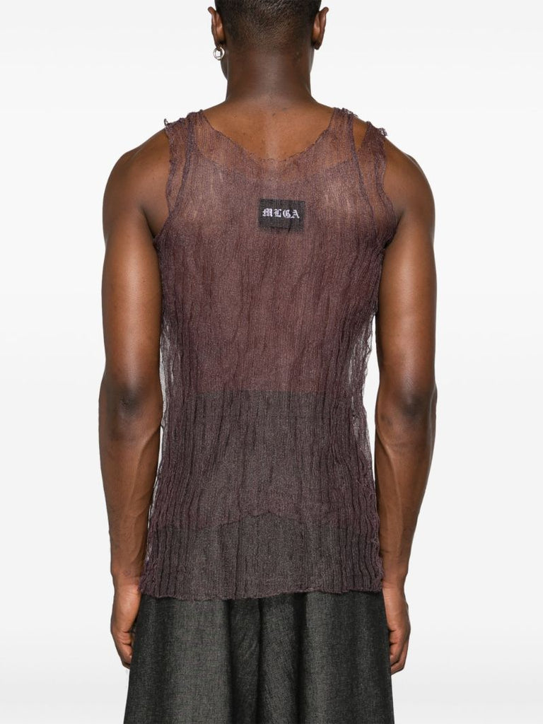 Red Open-knit Sheer Tank Top