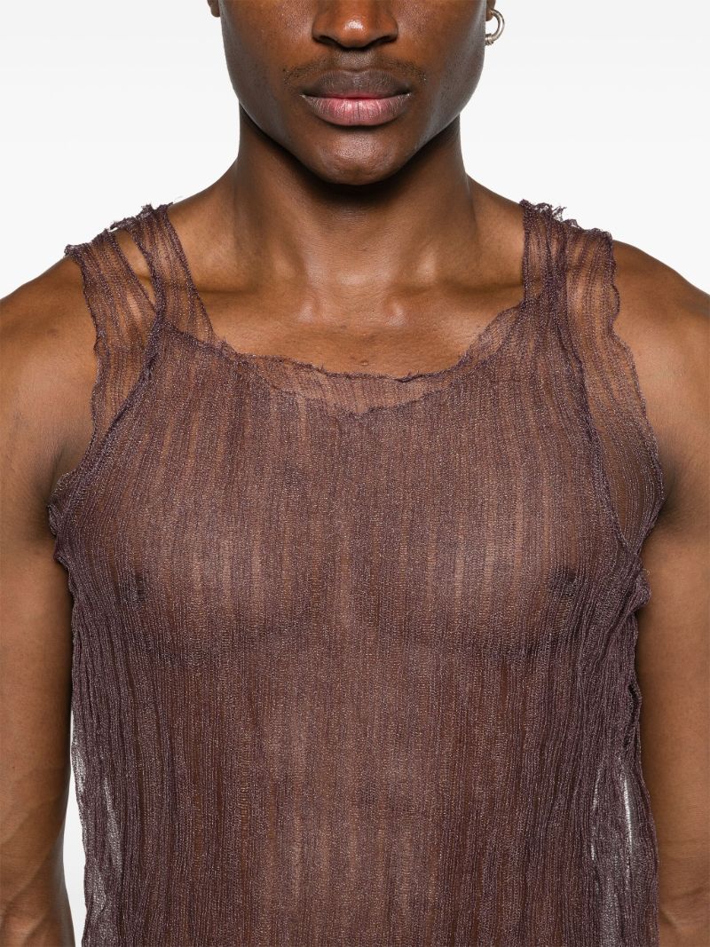 Red Open-knit Sheer Tank Top