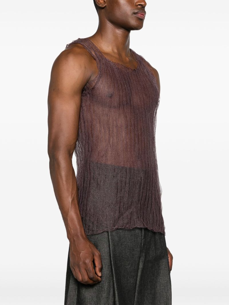 Red Open-knit Sheer Tank Top
