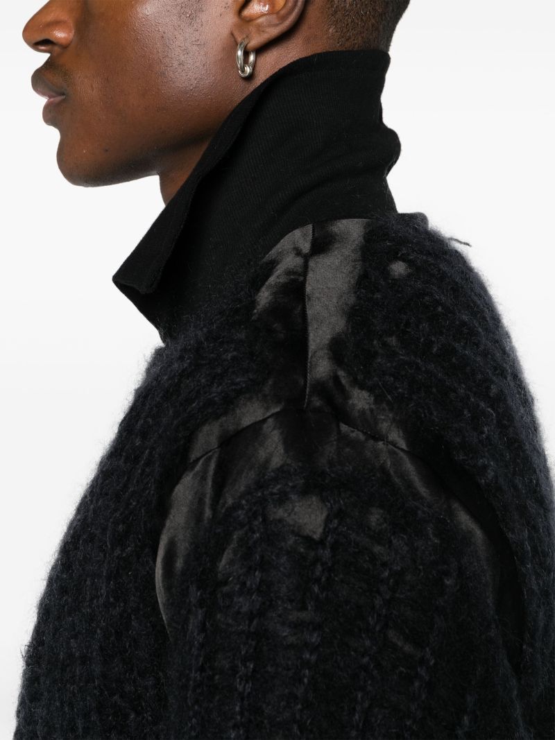 Black Chunky Knit Bomber Jacket
