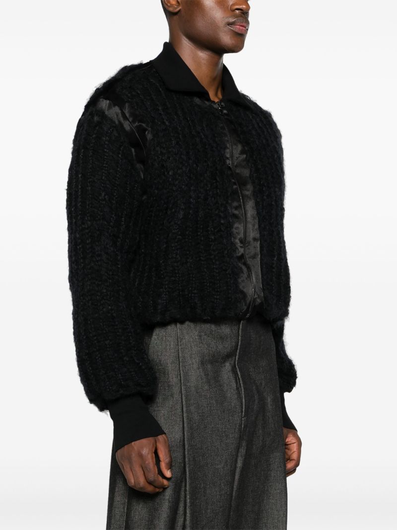 Black Chunky Knit Bomber Jacket