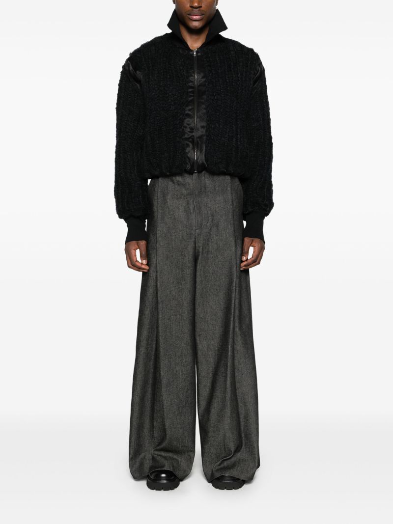 Black Chunky Knit Bomber Jacket