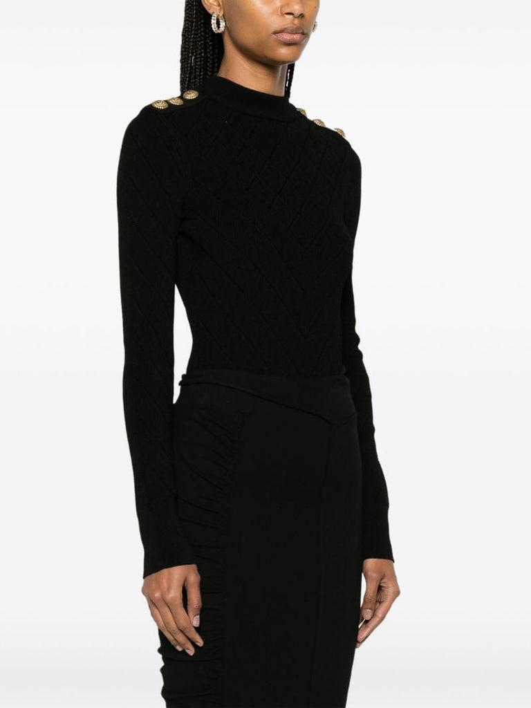 Black Open-back Knitted Bodysuit