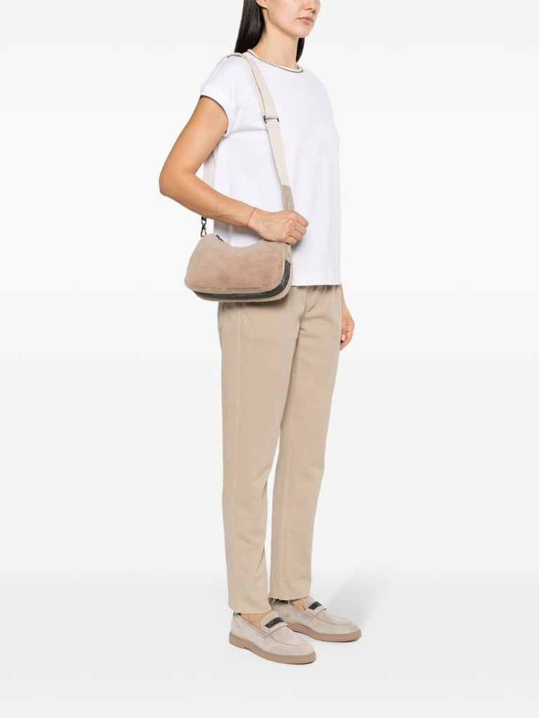 Neutral Monili Shearling Bag