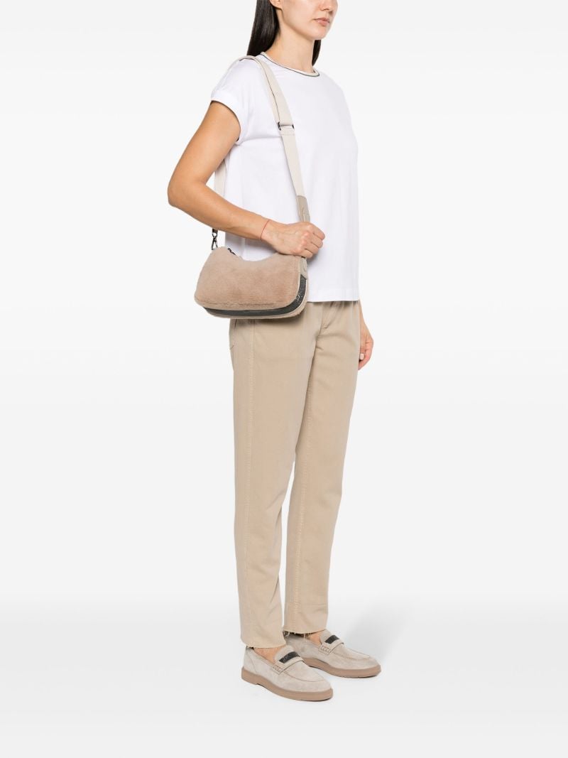 Neutral Monili Shearling Bag
