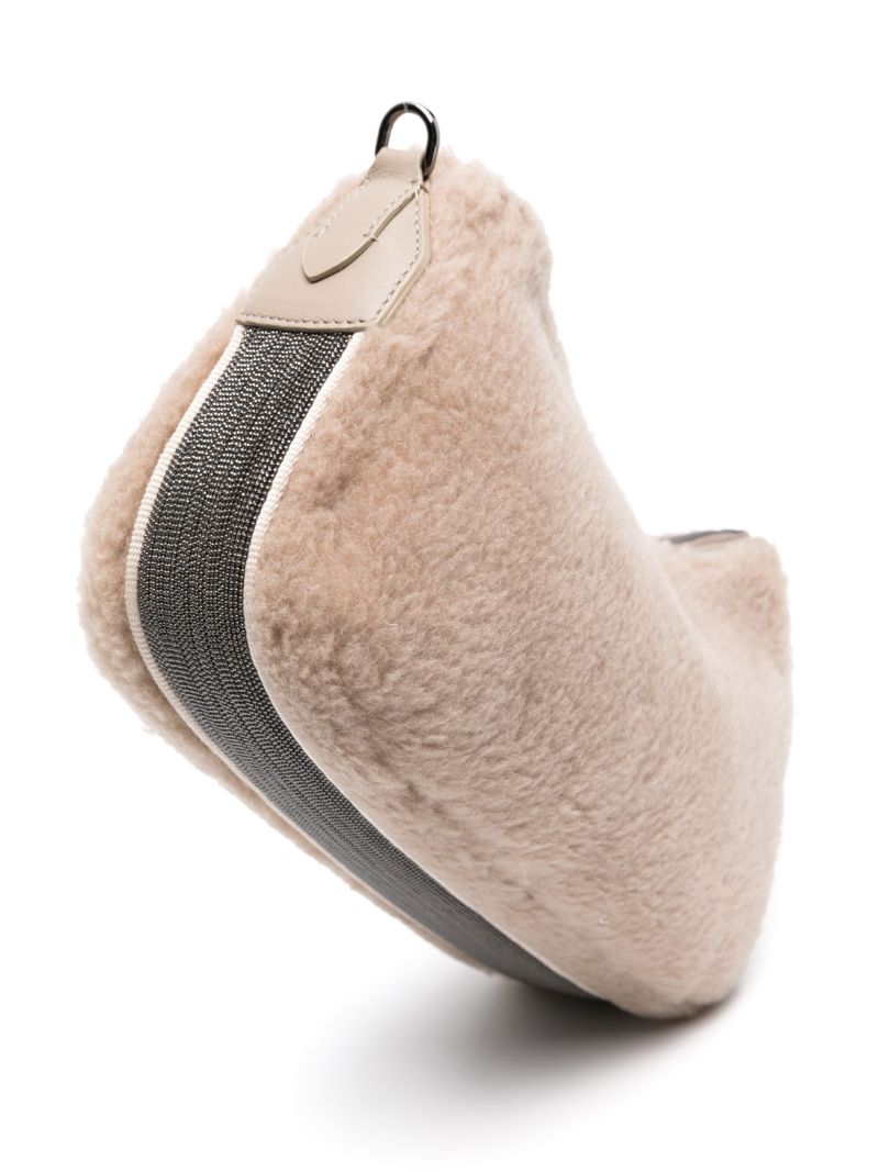 Neutral Monili Shearling Bag