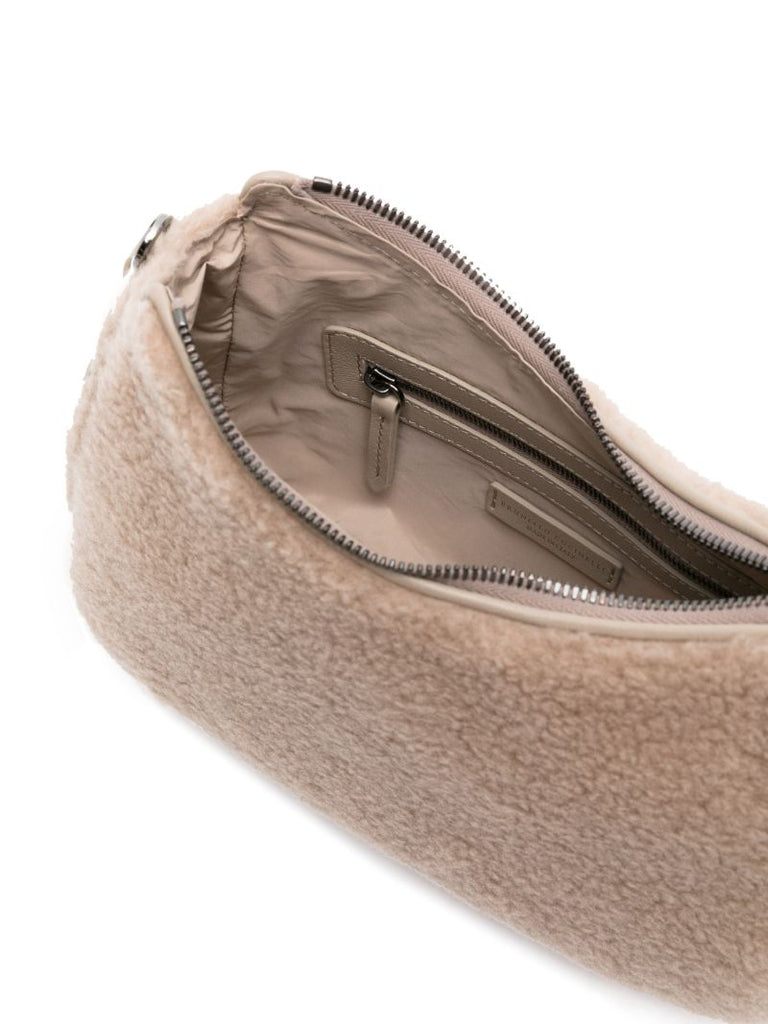Neutral Monili Shearling Bag