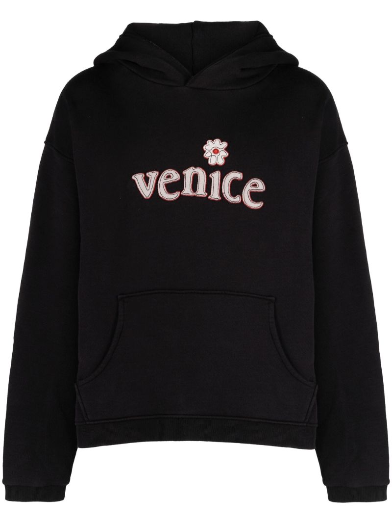Black Venice AppliquÃ_x0083_Â© Cotton Hoodie