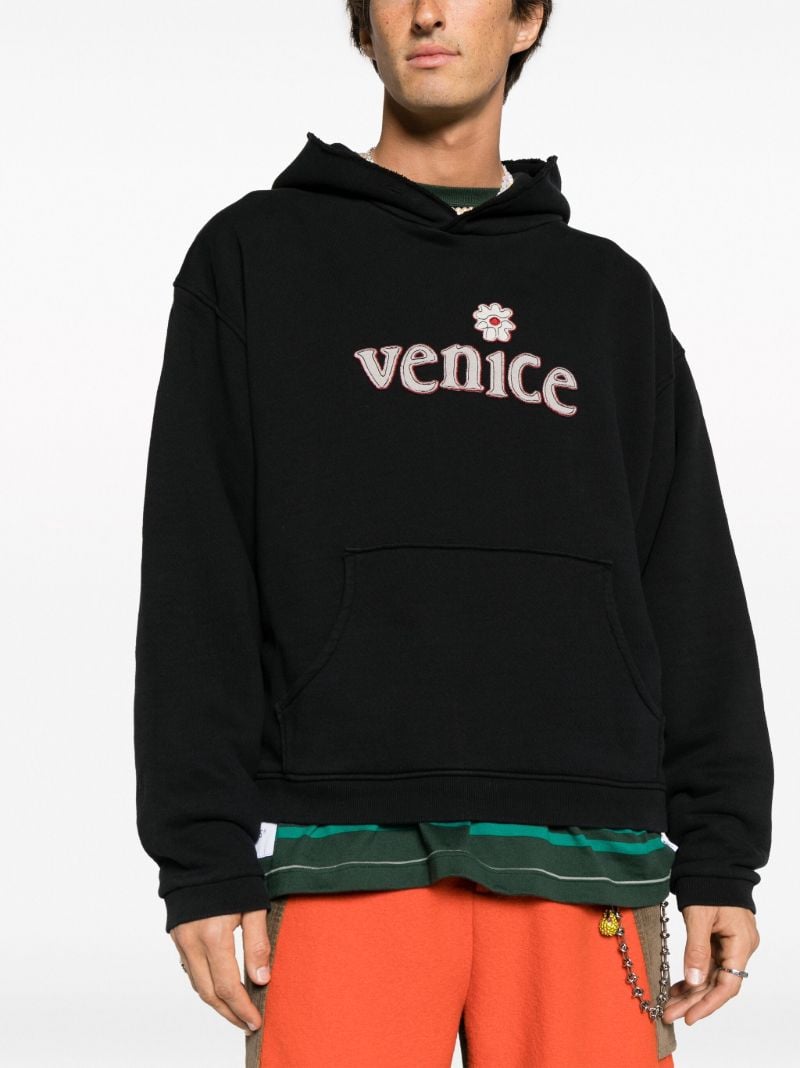 Black Venice AppliquÃ_x0083_Â© Cotton Hoodie