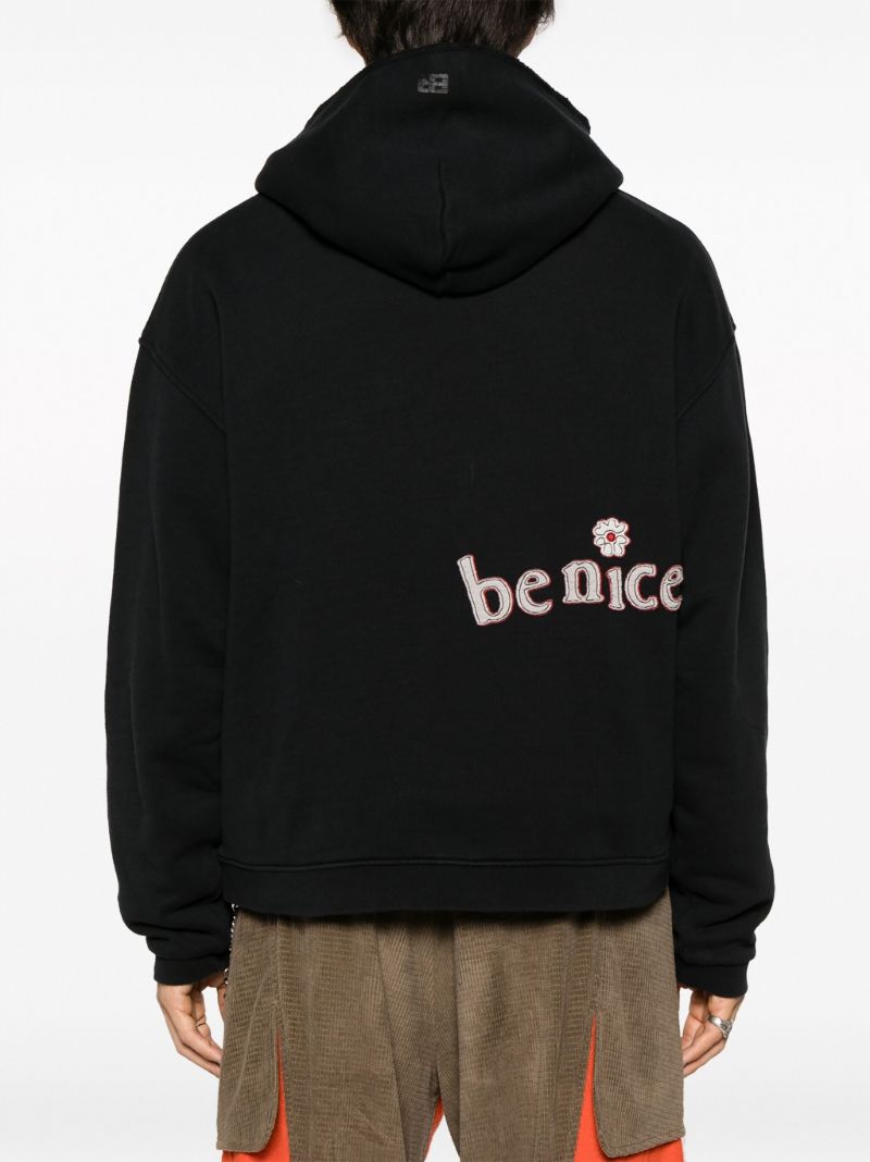 Black Venice AppliquÃ_x0083_Â© Cotton Hoodie