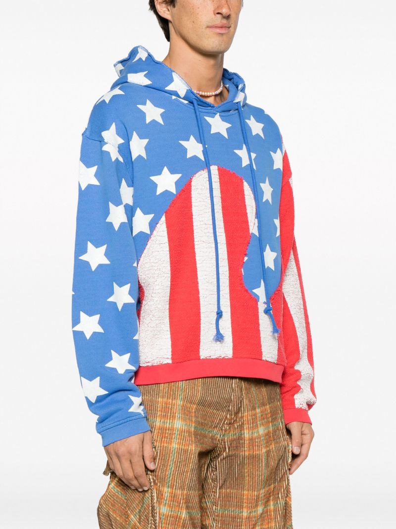 Blue Stars and Stripes Swirl Cotton Hoodie