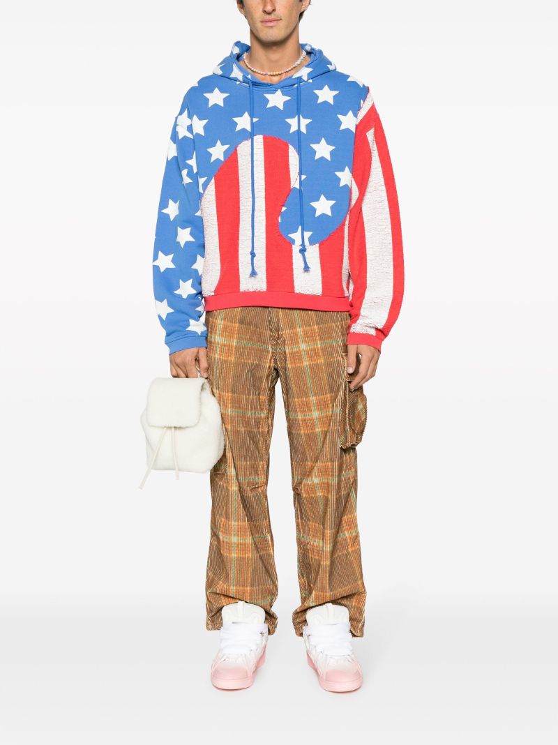Blue Stars and Stripes Swirl Cotton Hoodie