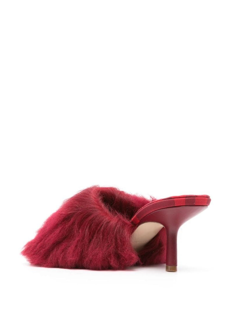 Red Jackie 65 Shearling Mules