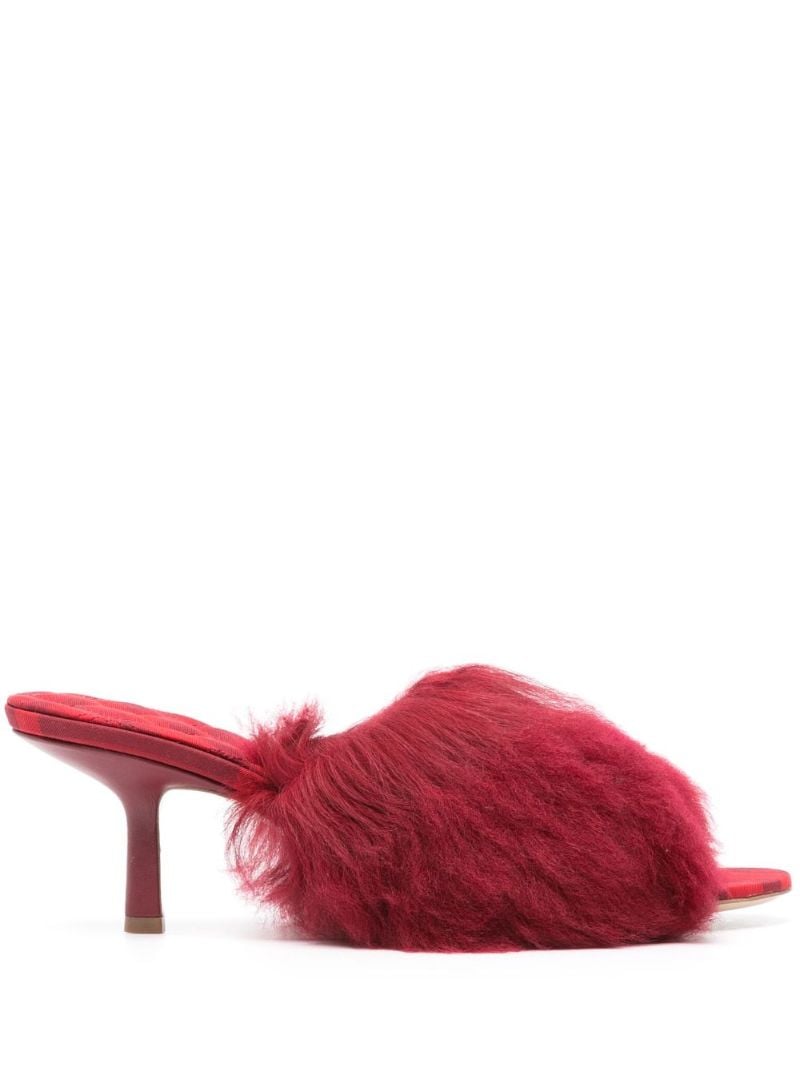 Red Jackie 65 Shearling Mules