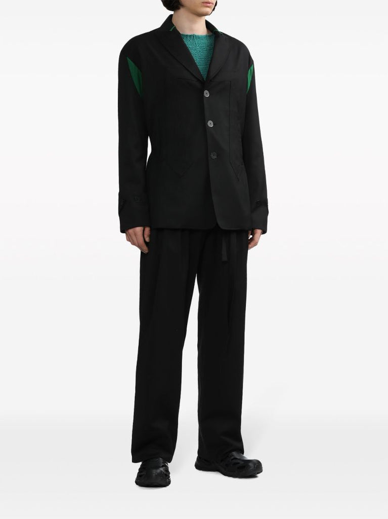 Black Contrast-panel Single-breasted Blazer
