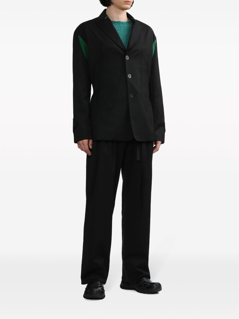 Black Contrast-panel Single-breasted Blazer