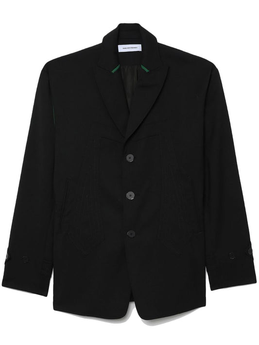 Black Contrast-panel Single-breasted Blazer