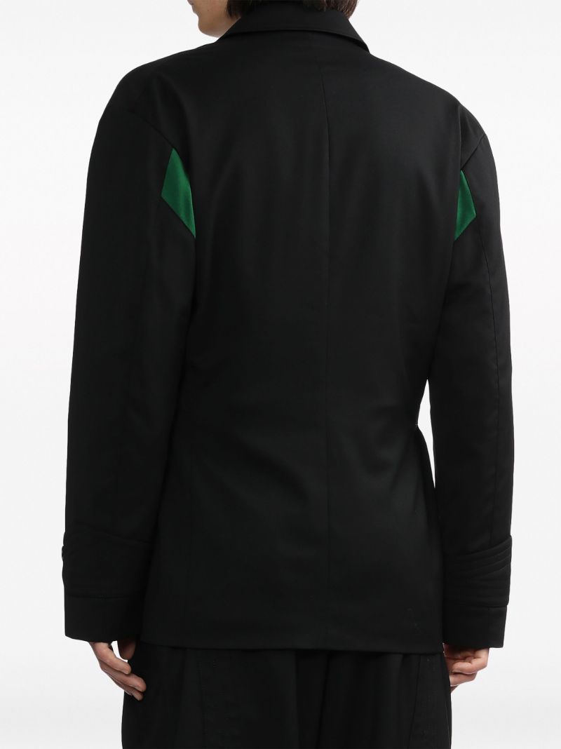 Black Contrast-panel Single-breasted Blazer