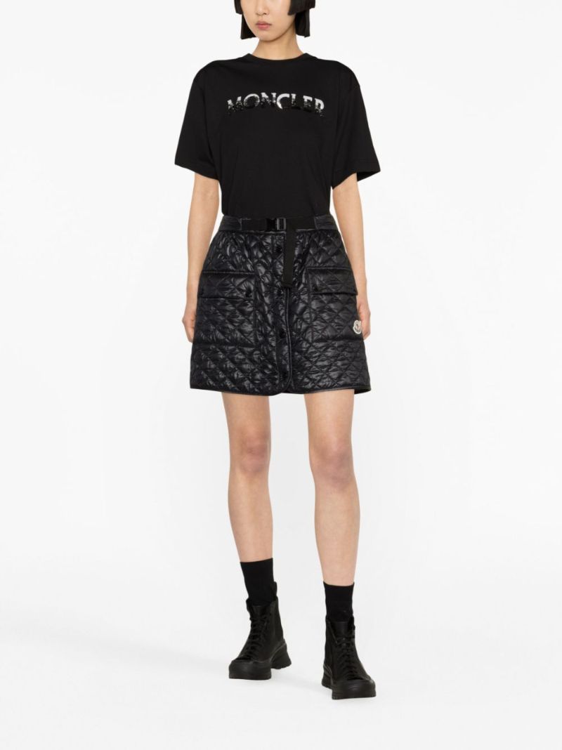 Black Sequin-embellished Logo Cotton T-shirt