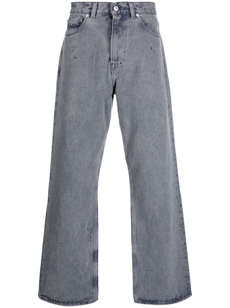 Blue Third Cut Acid Wash Loose-fit Jeans