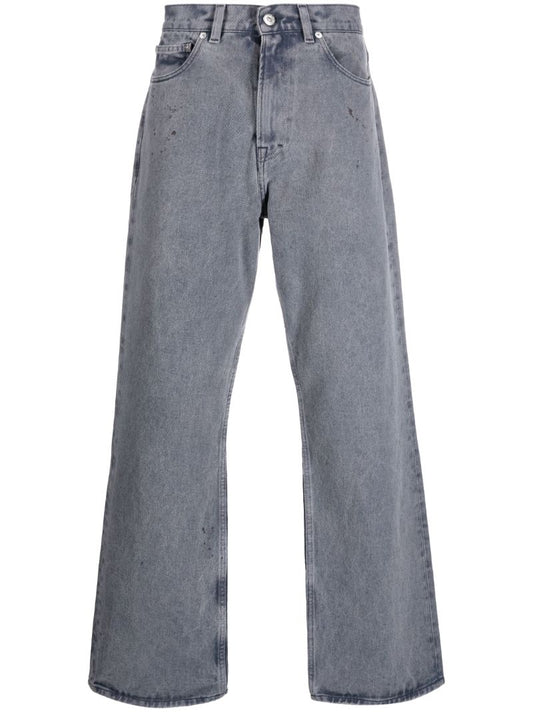 Blue Third Cut Acid Wash Loose-fit Jeans