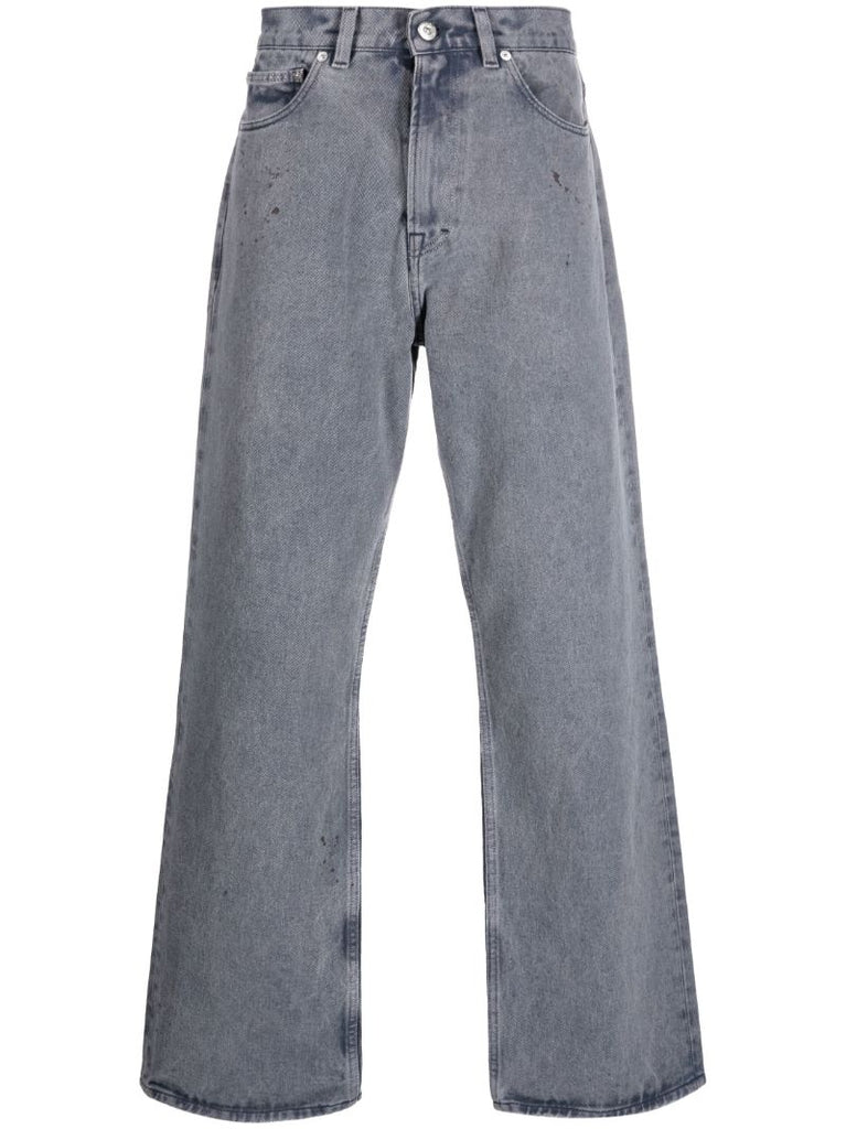 Blue Third Cut Acid Wash Loose-fit Jeans