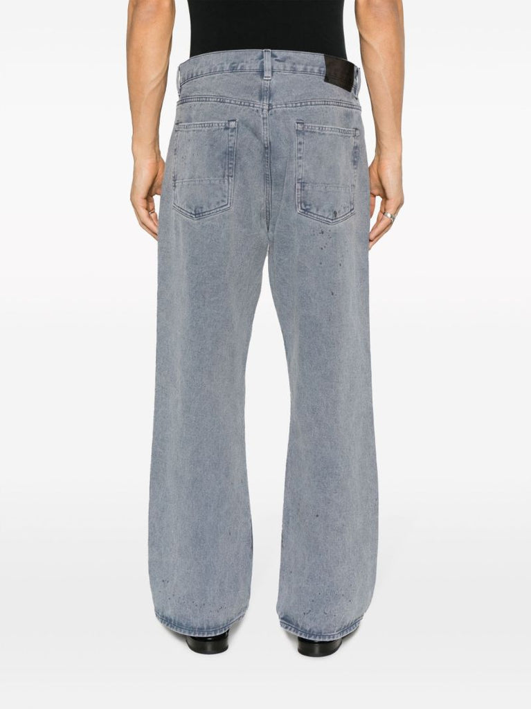 Blue Third Cut Acid Wash Loose-fit Jeans