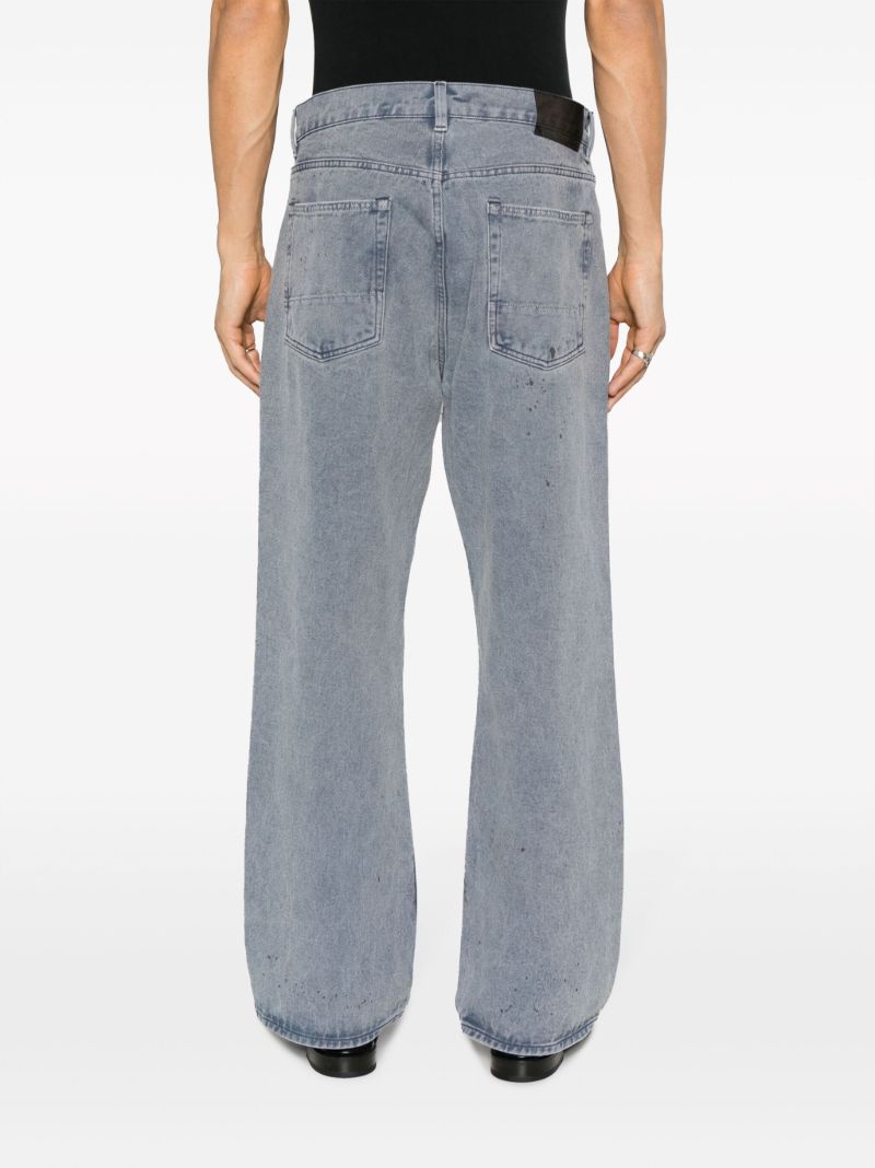 Blue Third Cut Acid Wash Loose-fit Jeans