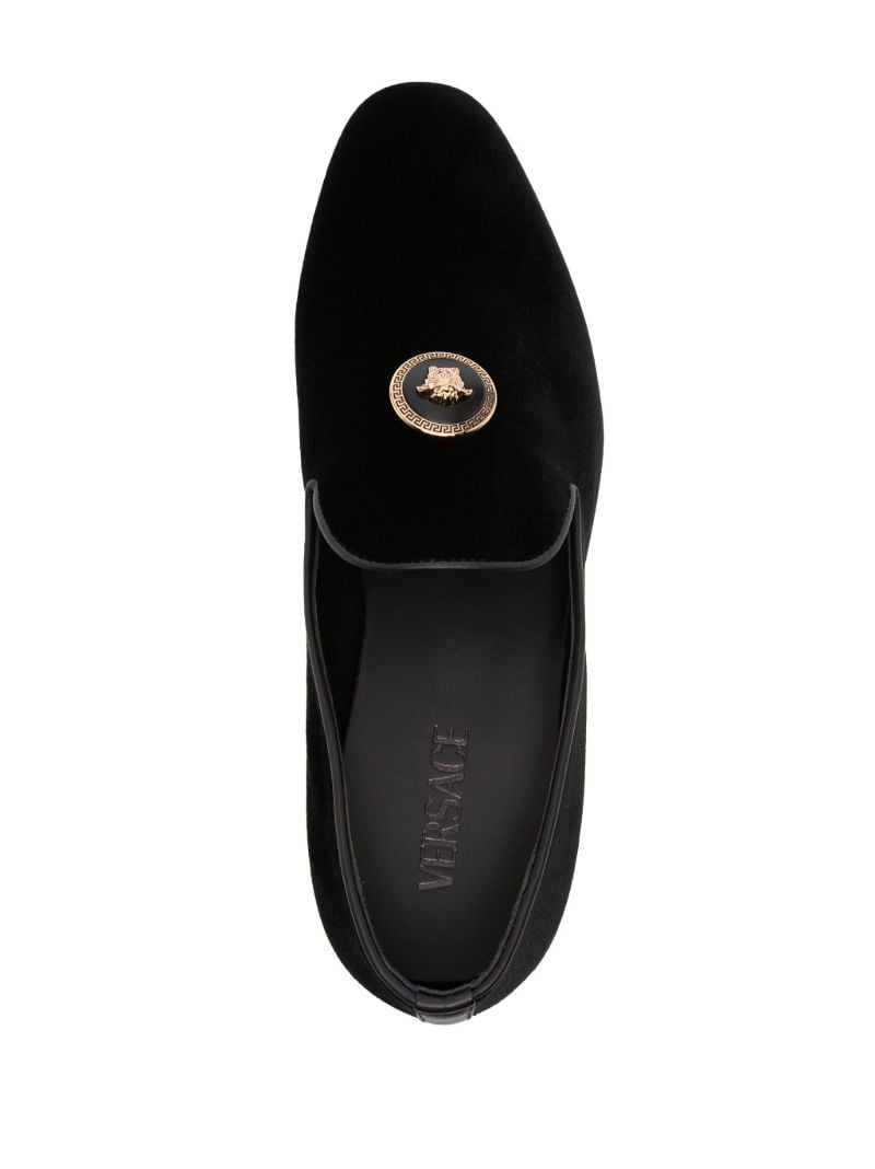 Black Medusa Velvet Loafers