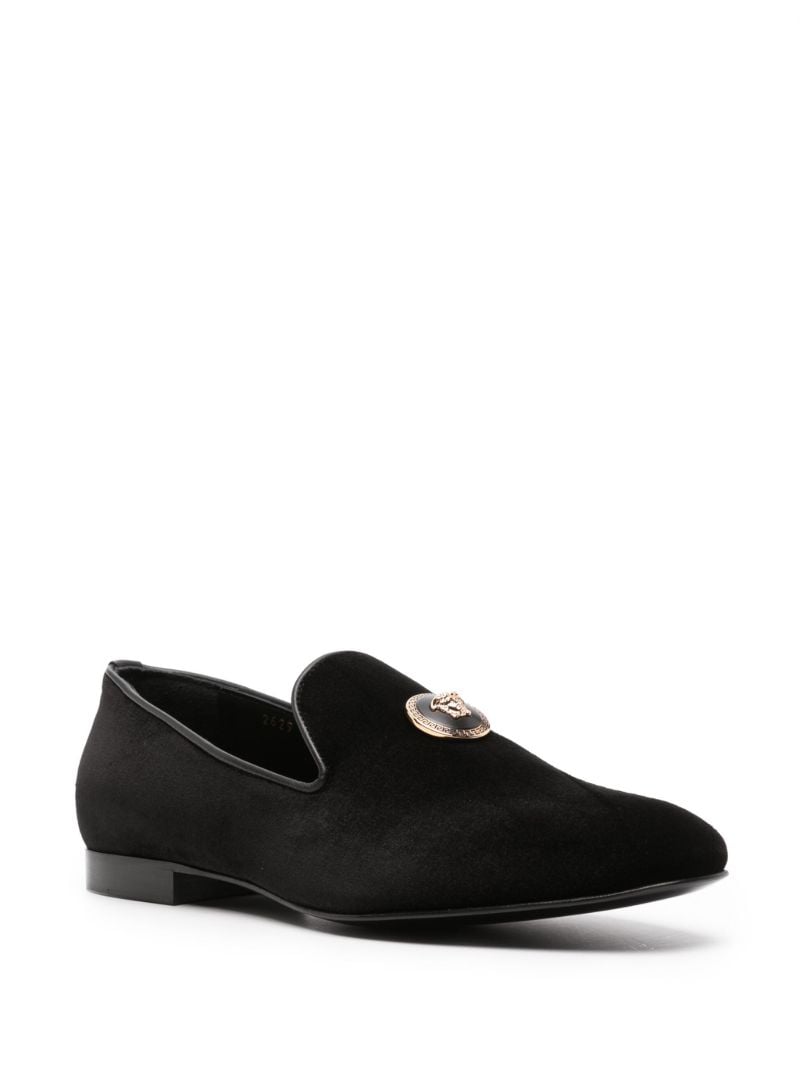Black Medusa Velvet Loafers