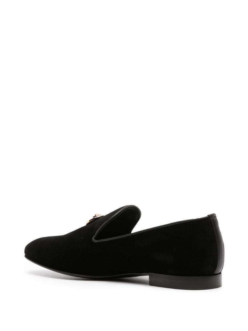 Black Medusa Velvet Loafers