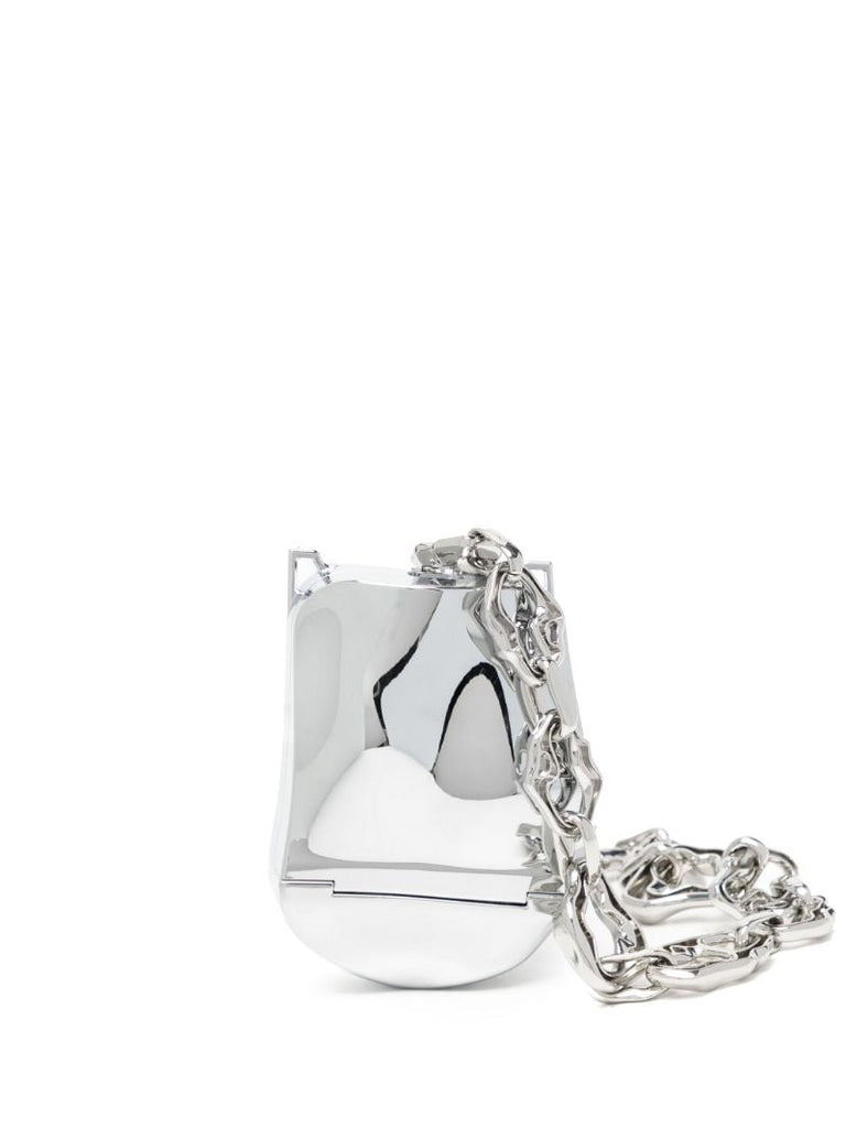 Silver-tone Chrome Logo-engraved Cross Body Bag