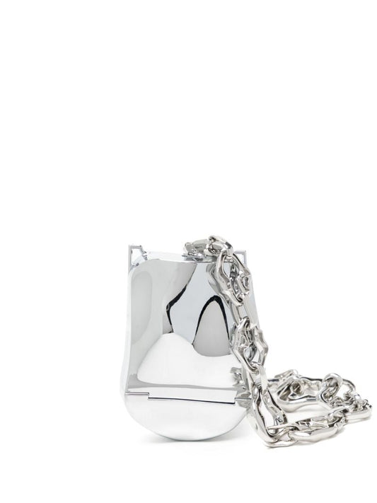 Silver-tone Chrome Logo-engraved Cross Body Bag