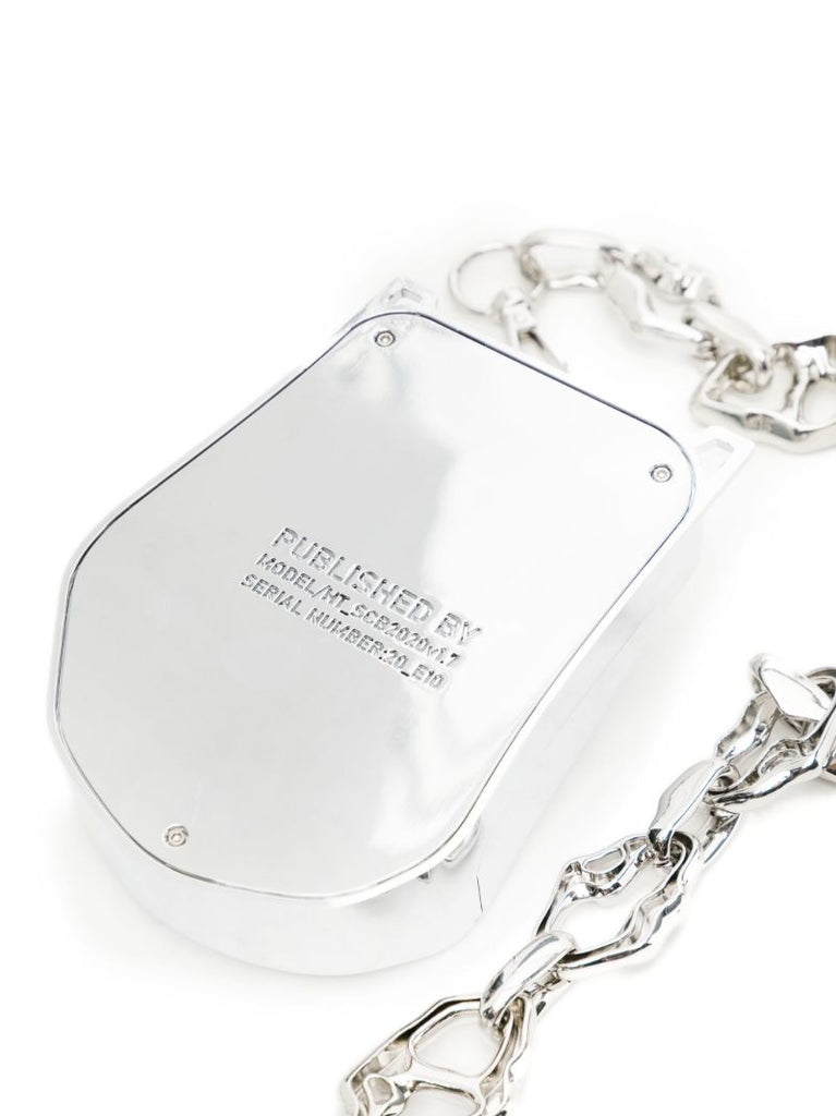 Silver-tone Chrome Logo-engraved Cross Body Bag