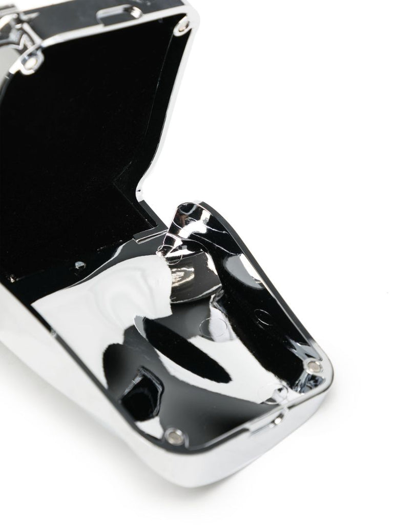 Silver-tone Chrome Logo-engraved Cross Body Bag