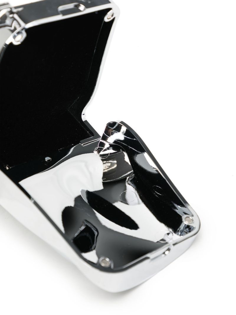 Silver-tone Chrome Logo-engraved Cross Body Bag