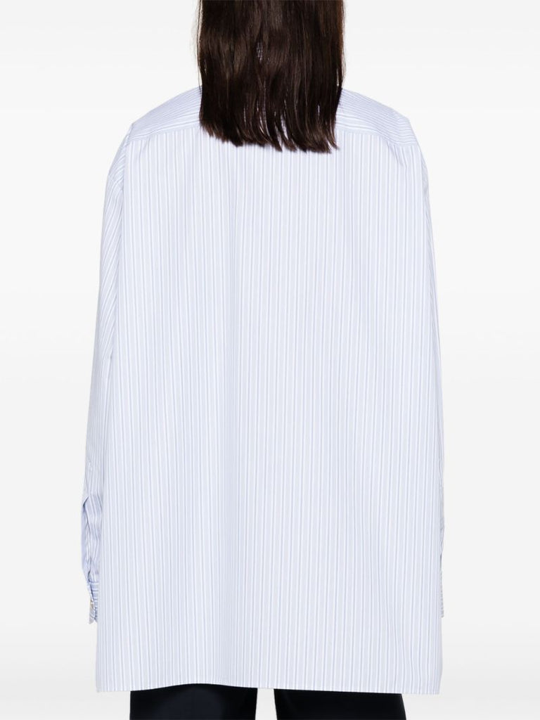 White Logo-embroidered Striped Cotton Shirt